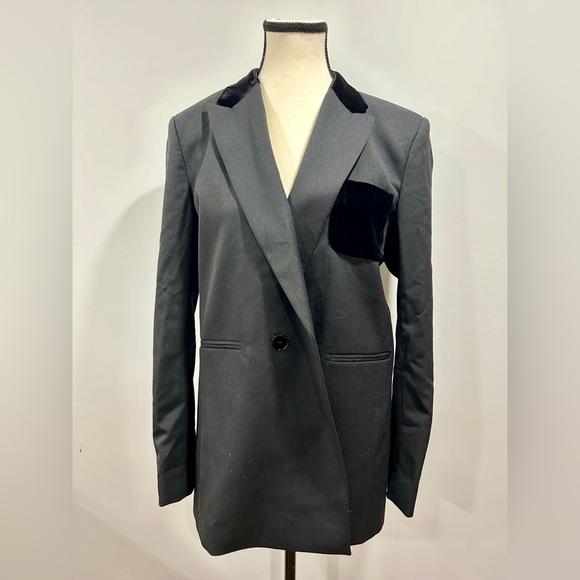 Sandro Size 42 (10, XL) Women's Nicky Velvet-Pocket Blazer - Picture 4 of 14